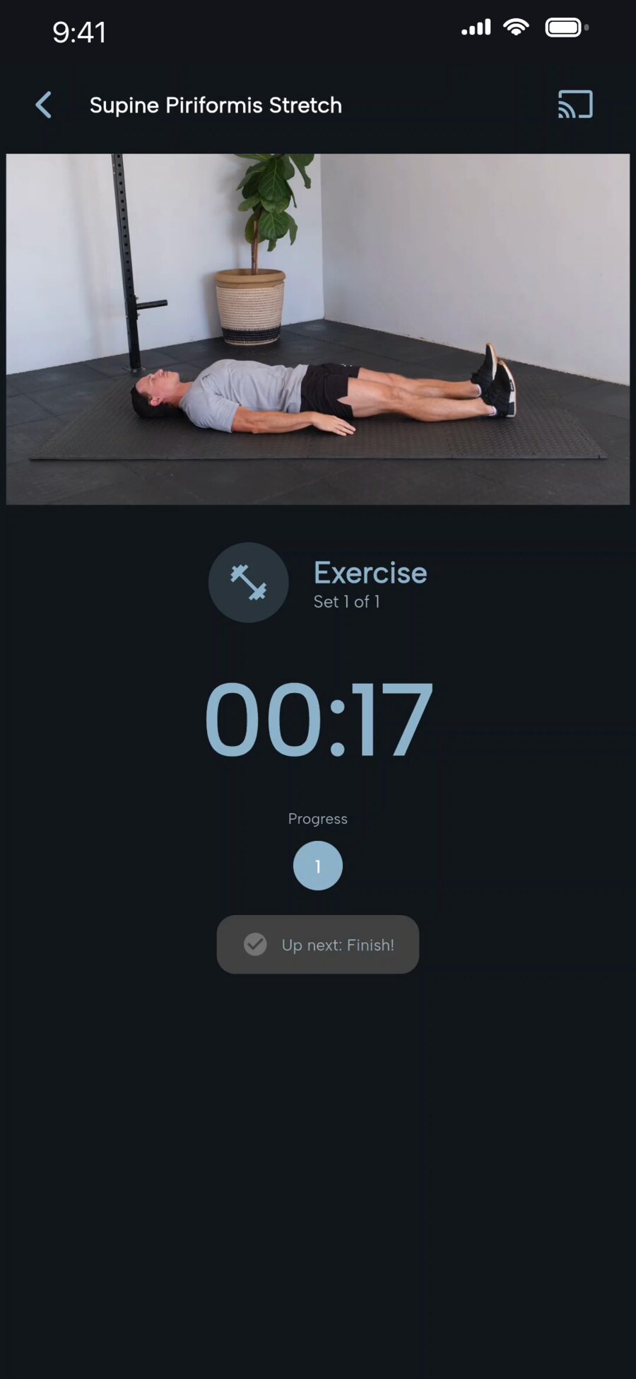 A Relievr protocol mid-stretch, with the hold timer counting down