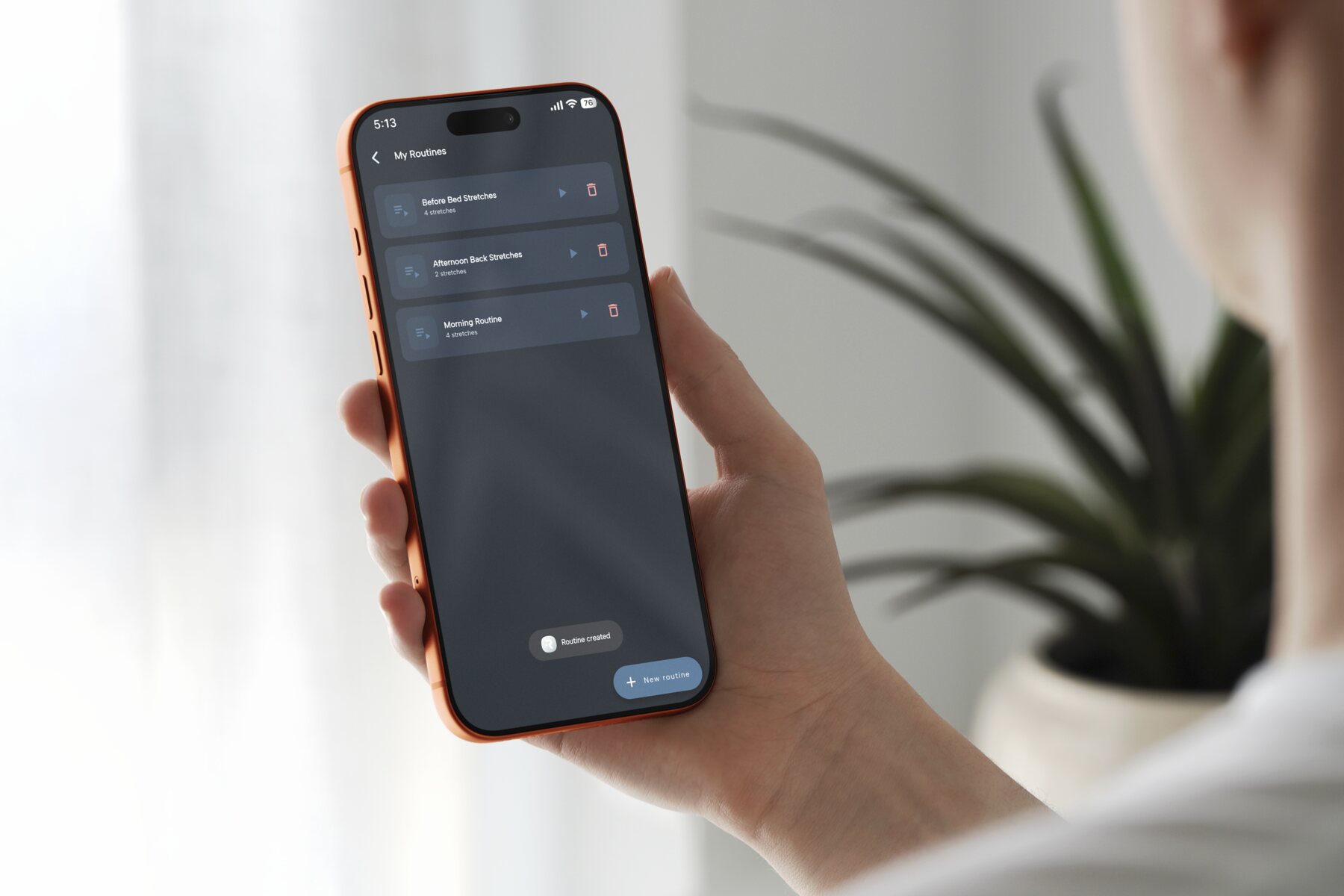 Saved custom routines in Relievr